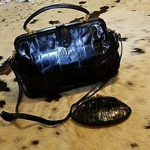 Classic Doctor style bag & coin purse. eel skin